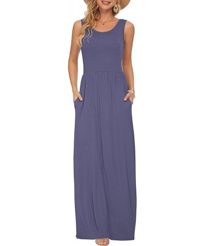 Women's Loose Plain Maxi Dresses Casual Long Dresses with Pockets 02 Purple Gray $19.69 Dresses