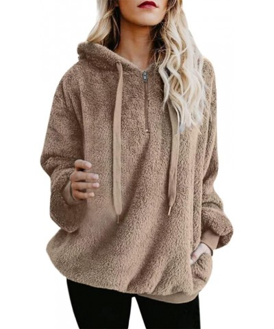 Womens Fuzzy Hoodies Pullover Zipper Fleece Sweatshirt Oversized Hoodies Long Sleeve Hooded Blouse Sweater Pockets 3X-Large K...