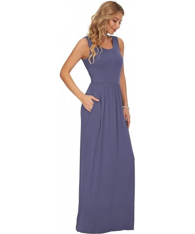 Women's Loose Plain Maxi Dresses Casual Long Dresses with Pockets 02 Purple Gray $19.69 Dresses