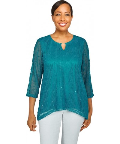 Womens Plus-Size Popcorn Knit Top Peacock $20.36 T-Shirts