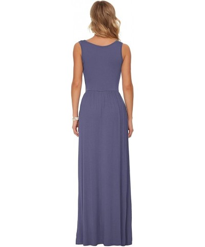 Women's Loose Plain Maxi Dresses Casual Long Dresses with Pockets 02 Purple Gray $19.69 Dresses