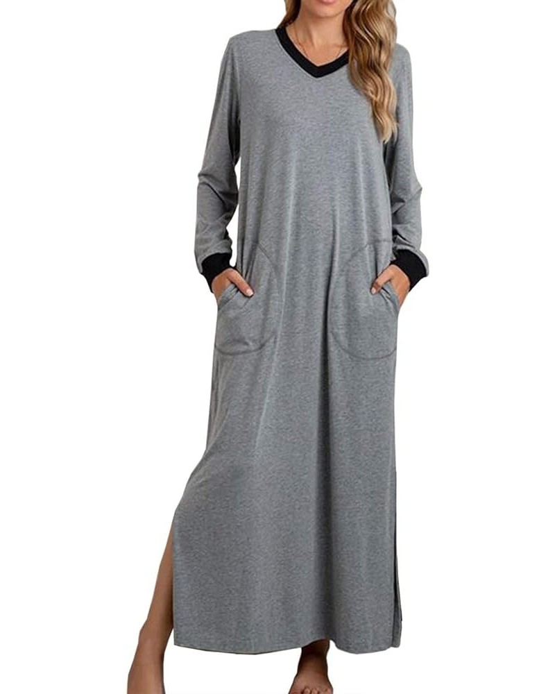 Women's Bodycon Solid Color Hooded Maxi Dress Ladies Long Sleeve Plain Floor Length Long Sheath Dresses Gray $9.79 Dresses