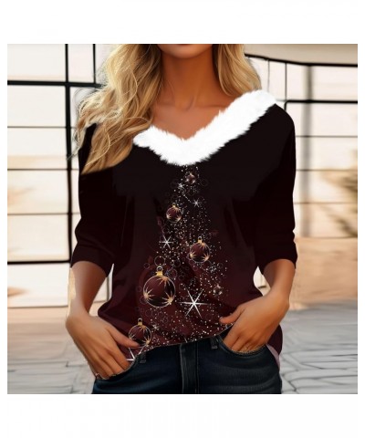 Christmas Sweaters For Women 2023 Fashion Cute Snowman Christmas Tree Graphic Fleece Collar V-Neck Long Sleeve Pullover Tops ...