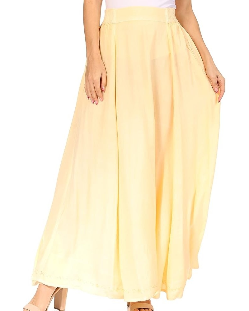 Noemi Women's Long Maxi Summer Casual Boho Skirt Elastic Waist & Pockets Beige $24.07 Skirts