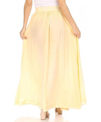 Noemi Women's Long Maxi Summer Casual Boho Skirt Elastic Waist & Pockets Beige $24.07 Skirts