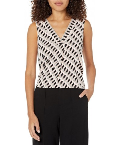 Women's Printed Ity Pleat Front Shell Rosette Combo $16.25 Blouses