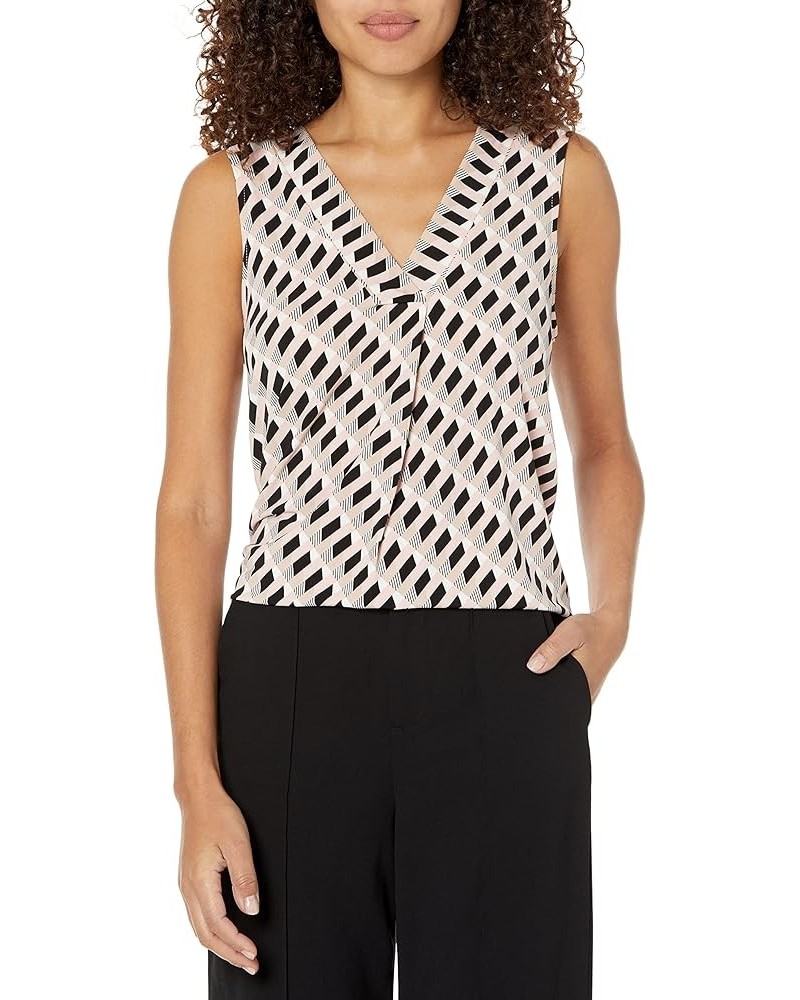 Women's Printed Ity Pleat Front Shell Rosette Combo $16.25 Blouses