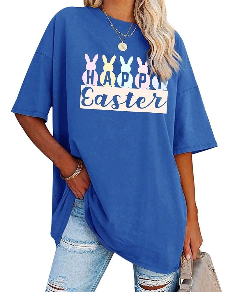 Women Oversized T Shirts Funny Letter Print Half Sleeve Drop Shoulder Tunic Tops A-blue $7.50 Tops