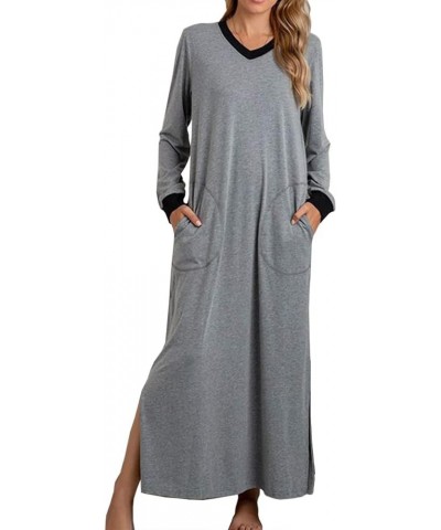 Women's Bodycon Solid Color Hooded Maxi Dress Ladies Long Sleeve Plain Floor Length Long Sheath Dresses Gray $9.79 Dresses