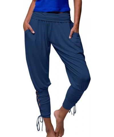 Womens Hippie Ankle Banded Harem Yoga Pants Gypsy Aladdin Pants Medieval Viking Navigator Pirate Renaissance Pants Blue $11.0...