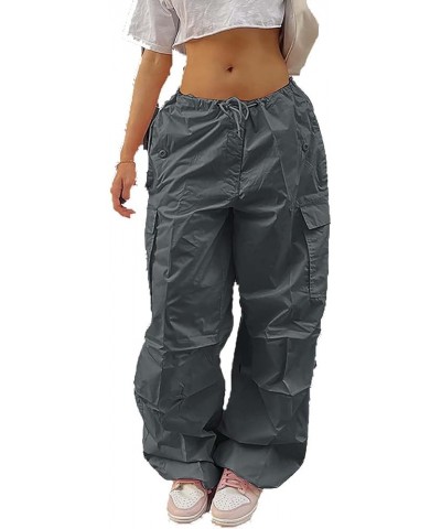 Women Oversized Cargo Pants Drawstrings Baggy Low Waist Loose Sweatpants Cinch Bottom Joggers Hippie Trousers Vintage Grey $1...