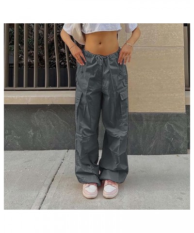 Women Oversized Cargo Pants Drawstrings Baggy Low Waist Loose Sweatpants Cinch Bottom Joggers Hippie Trousers Vintage Grey $1...