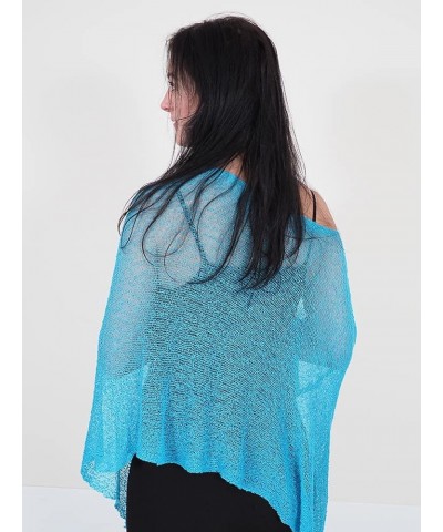 Ladies Crochet Stretch Lace Fish Net Batwing Poncho Turq $15.85 Jackets