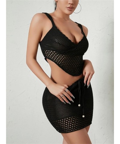 Women Two Pieces Skirt Sets Sexy Spaghetti Strap Camisole with Mini Skirt Outfits Nightout Streetwear Clubwear Black-i $10.07...