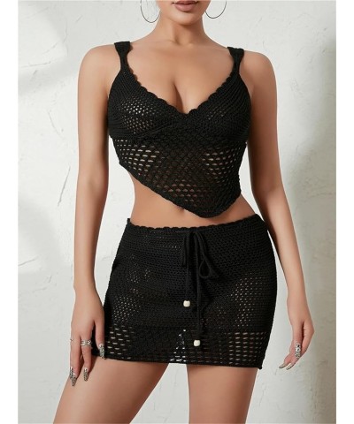 Women Two Pieces Skirt Sets Sexy Spaghetti Strap Camisole with Mini Skirt Outfits Nightout Streetwear Clubwear Black-i $10.07...