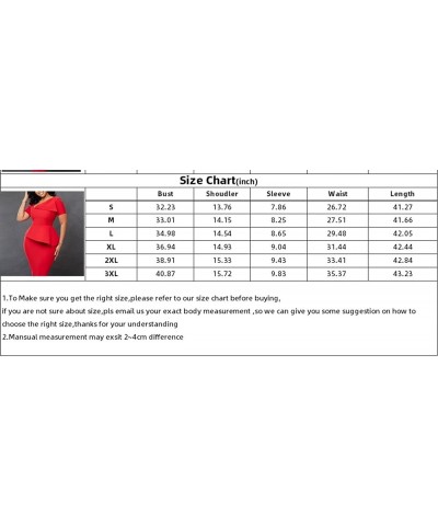 Women's V Neck Peplum Bodycon Dress Short Sleeve Formal Office Work Dress Cocktail Party Pencil Midi Dress Deep Blue $21.60 D...