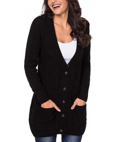 Women 2023 Long Sleeve Open Front Knit Button Down Cardigan Sweater Zx Black $21.59 Sweaters