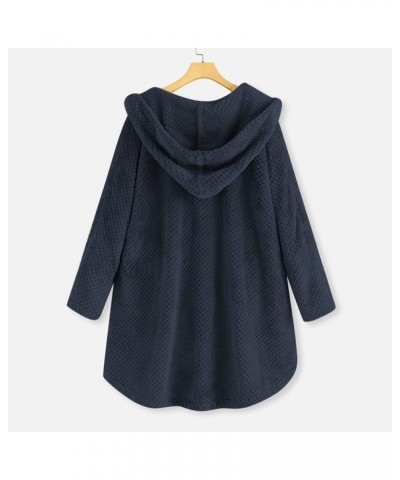 Womens Winter Jacket Coats Button Hem Plus Size Hoodie Top Sweater Blouse Thermal Sweatshirt Outerwear Women H-navy $16.55 Un...