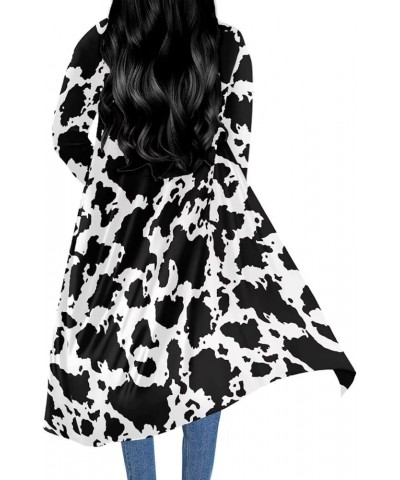 Women's Shall Kimono Long Open Front Cardigan Sheer Cover Up Size S-4XL Black White Camo Cow Print $12.80 Swimsuits