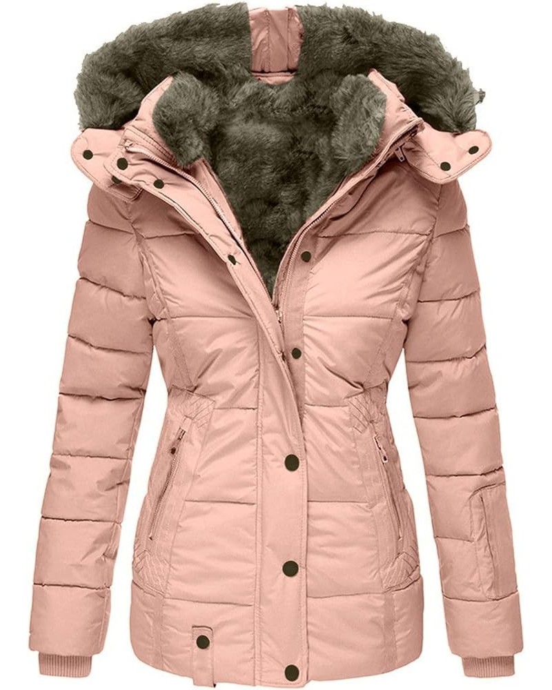 Jackets for Women Casual Women's Winter Coat Warm Fleece Line Parka Jacket with Fur Hood Windproof Outerwear D 07-pink $17.81...