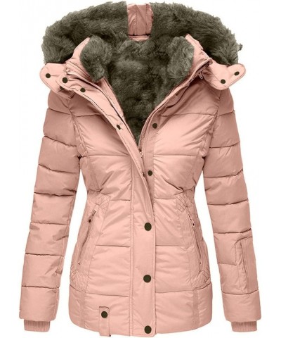 Jackets for Women Casual Women's Winter Coat Warm Fleece Line Parka Jacket with Fur Hood Windproof Outerwear D 07-pink $17.81...