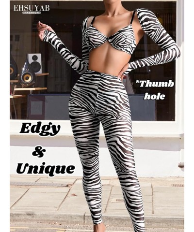 Women's 4Pc Sexy Zebra Print Rave Outfit, Bolero Shrug Top, Legging White $11.89 Lingerie