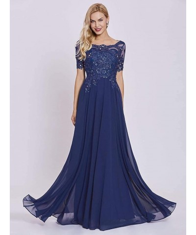 Women's Long Mother of The Bride Dresses with Sleeves Bateau Neck Beaded Chiffon Maxi Lace Formal Evening Gowns Peacock $29.9...