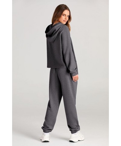 Womens Fall Two Piece Outfits Sweatsuits Set Long Sleeve Hoodies Sweatshirt Pullover Sweatpants Y2K Tracksuits Dark Grey $17....