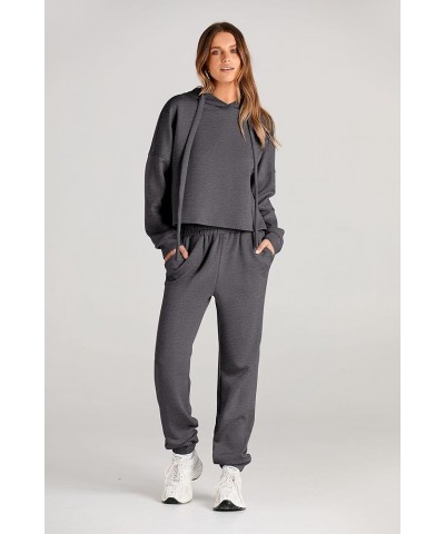 Womens Fall Two Piece Outfits Sweatsuits Set Long Sleeve Hoodies Sweatshirt Pullover Sweatpants Y2K Tracksuits Dark Grey $17....