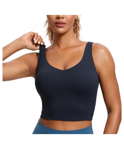 Butterluxe Womens V Neck Longline Sports Bra - Padded Workout Crop Tank Top with Built in Bra Twilight Blue $21.83 Lingerie