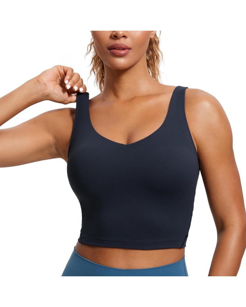 Butterluxe Womens V Neck Longline Sports Bra - Padded Workout Crop Tank Top with Built in Bra Twilight Blue $21.83 Lingerie