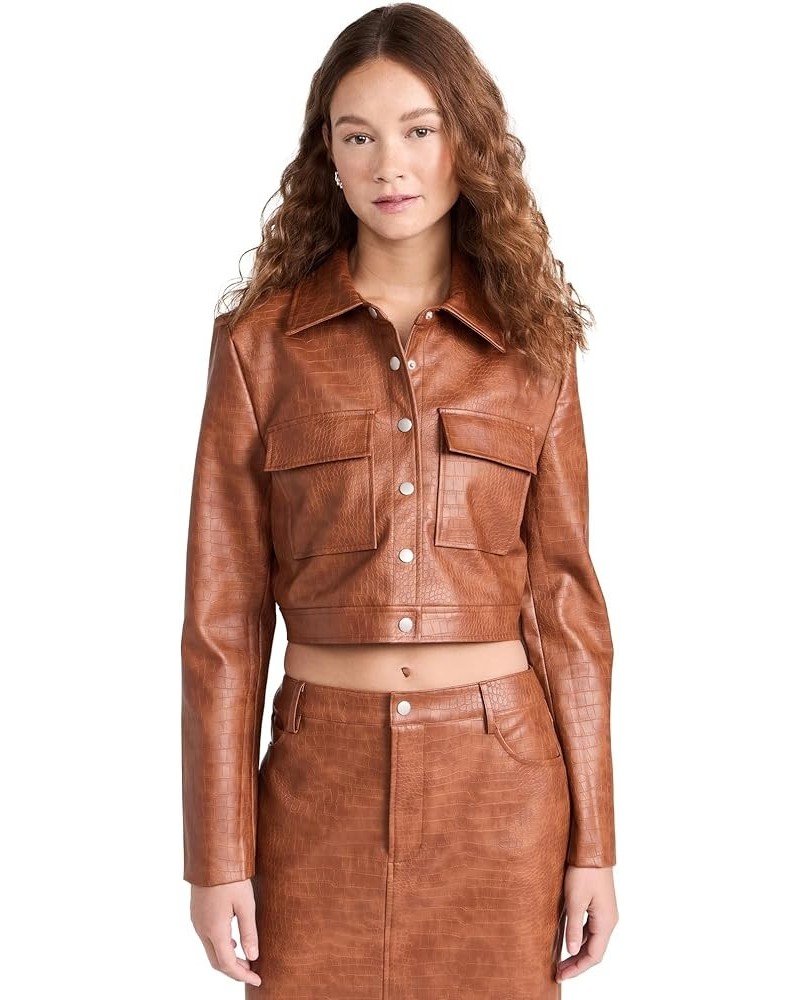 Women's Cropped Jacket Brown $39.48 Jackets