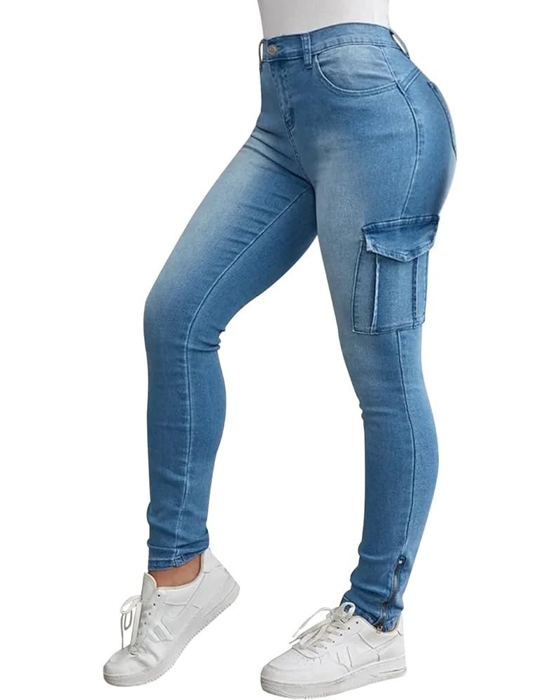 Jeans for Women Stretch Casual High Waisted Skinny Flap Pocket Shaping Jeans Mid Blue $31.89 Jeans