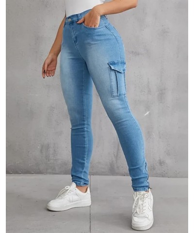 Jeans for Women Stretch Casual High Waisted Skinny Flap Pocket Shaping Jeans Mid Blue $31.89 Jeans