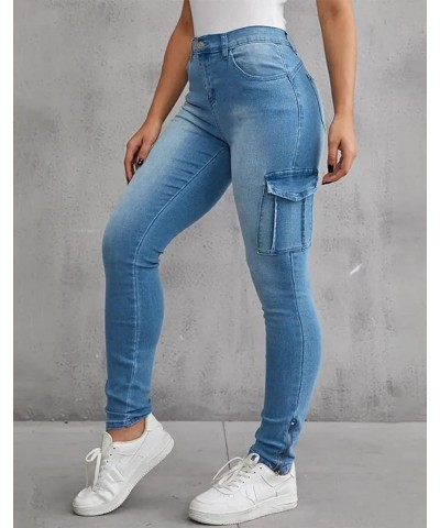 Jeans for Women Stretch Casual High Waisted Skinny Flap Pocket Shaping Jeans Mid Blue $31.89 Jeans