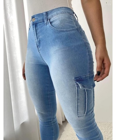 Jeans for Women Stretch Casual High Waisted Skinny Flap Pocket Shaping Jeans Mid Blue $31.89 Jeans