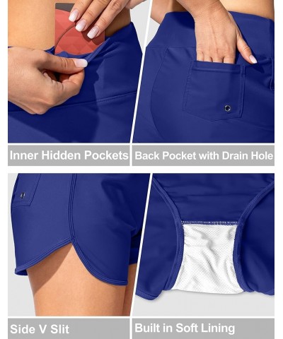 Women's Swim Shorts with Pockets High Waisted Tummy Control Board Swimsuit Bathing Shorts for Women with Liner Royal Blue $15...