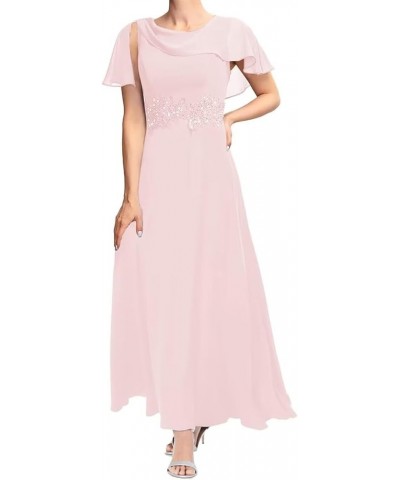 Women's Mother of The Bride Dresses Tea Length Lace Applique Formal Evening Dress with Sleeves Pink $31.50 Dresses