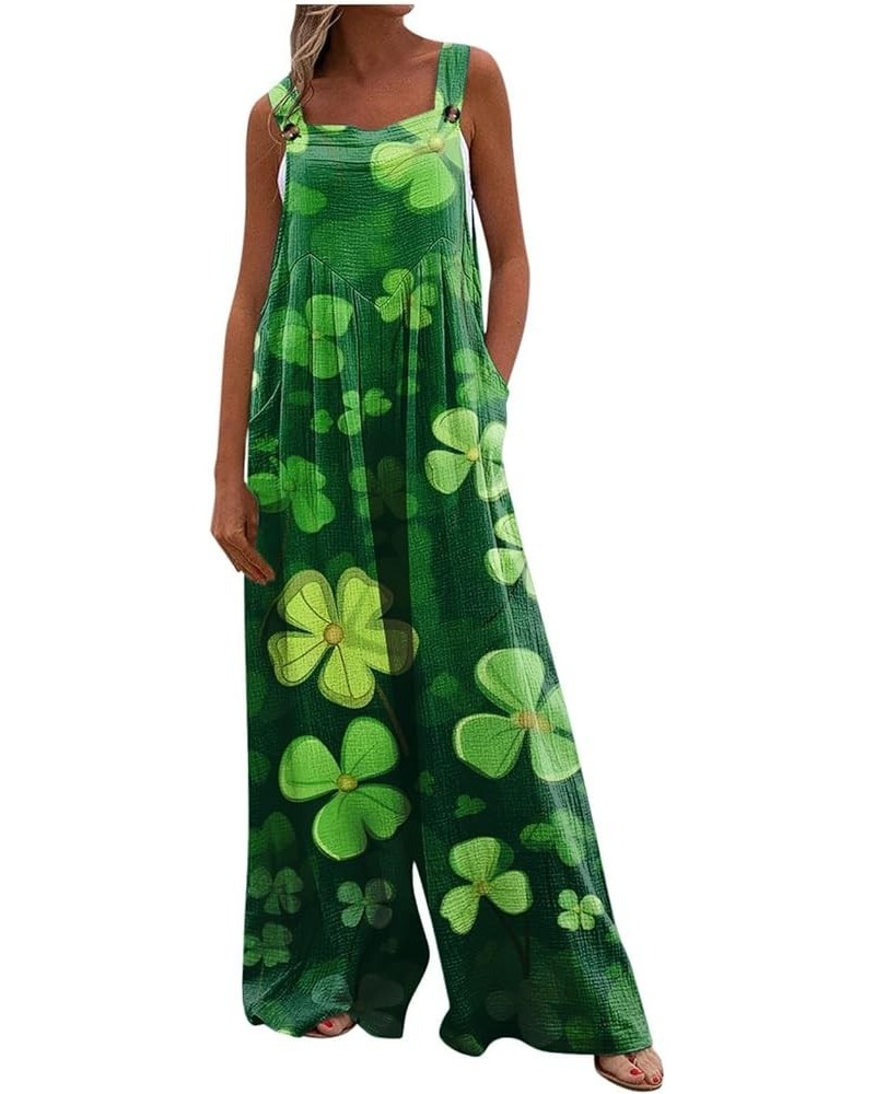 St. Patrick's Day Women Jumpsuits Overalls Rompers Spring Casual Loose Comfy Breathable 2024 Spring Pants Trousers 01-camoufl...