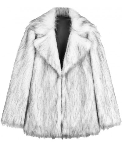 Womens Winter Suit Collar Long Sleeved Coat Fluffy Faux Fur Top Thick Loose Outerwear for Gathering Party Leisure Silver $45....