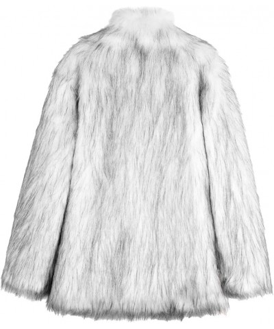 Womens Winter Suit Collar Long Sleeved Coat Fluffy Faux Fur Top Thick Loose Outerwear for Gathering Party Leisure Silver $45....