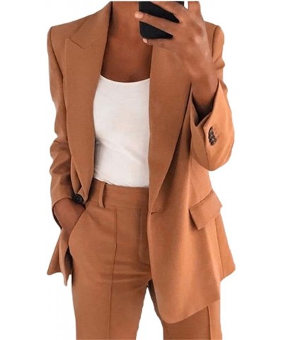 2 Piece Outfits for Women Business Blazer Pant Suit Set for Work Casual Classic Open Front Suits Set Cardigan Jacket Khaki $8...