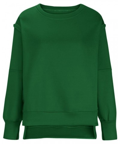 Womens Oversized Crewneck Sweatshirts Loose Fit Solid Color Corded Pullover Tops Fall Fashion Comfort Clothes G24-green $12.3...