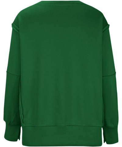 Womens Oversized Crewneck Sweatshirts Loose Fit Solid Color Corded Pullover Tops Fall Fashion Comfort Clothes G24-green $12.3...