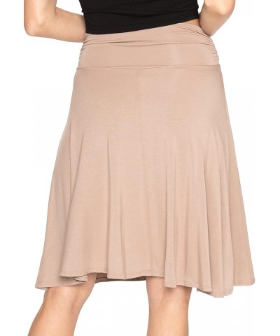 Women's and Plus Size Knee Length Ruched Waist Flowy Skirt Beige $11.96 Skirts