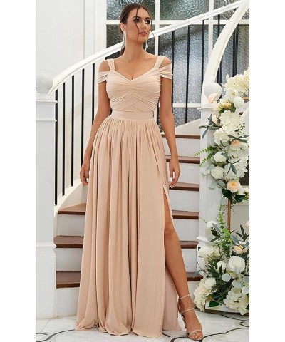 Off The Shoulder Bridesmaid Dresses Chiffon Long Formal Dress Evening Gown for Women Hot Pink $22.00 Dresses