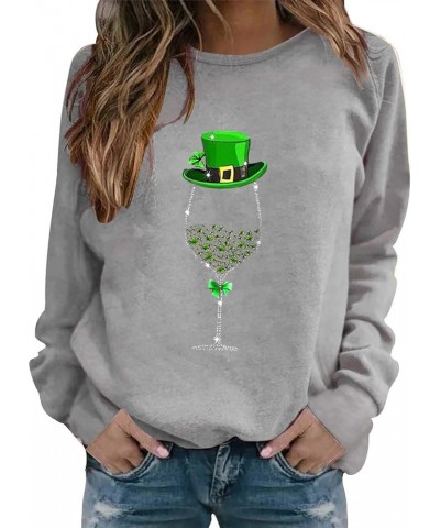 Ladies Pullover Sweatshirt St Patricks Day Round Neck Long Sleeved Casual Hoodless Sweatshirt A-grey $5.82 Socks