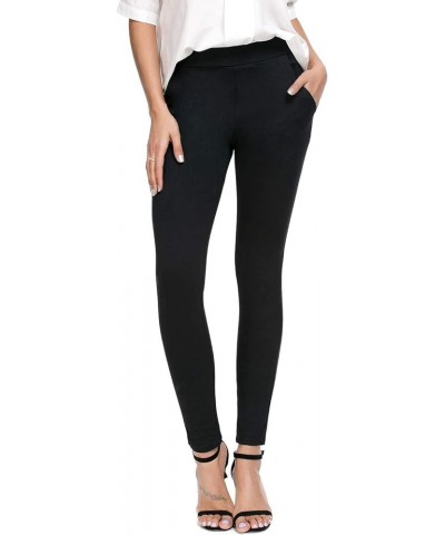 Women's Regular/Fleece Skinny Leg Work Pull on Slim Stretch Yoga Dress Pants w/Tummy Control Petite 27" Inseam Black $17.15 P...