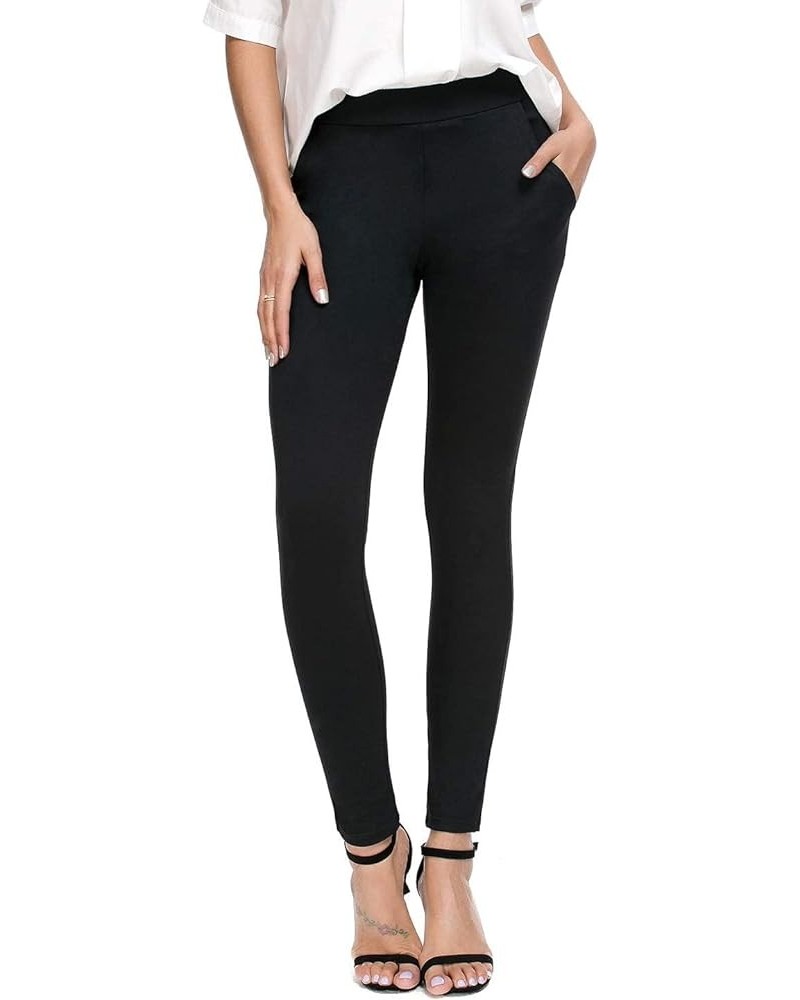 Women's Regular/Fleece Skinny Leg Work Pull on Slim Stretch Yoga Dress Pants w/Tummy Control Petite 27" Inseam Black $17.15 P...