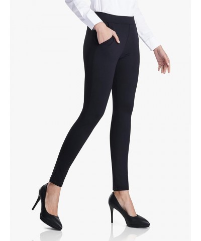 Women's Regular/Fleece Skinny Leg Work Pull on Slim Stretch Yoga Dress Pants w/Tummy Control Petite 27" Inseam Black $17.15 P...